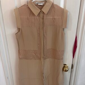 T by Alexander Wang Beige Mesh Silk dress